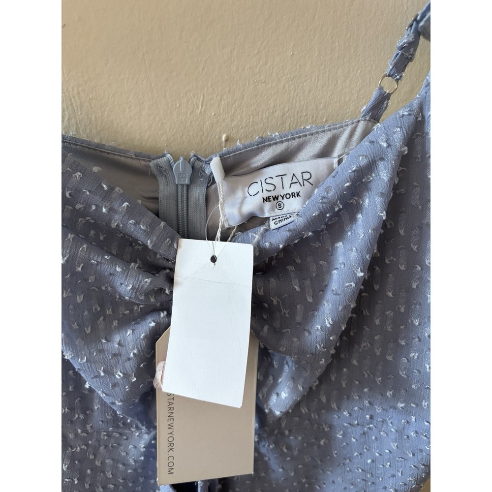 Cistar New York Baby Blue Tank Dress Ruffles Open Slits Size Small - Picture 5 of 8
